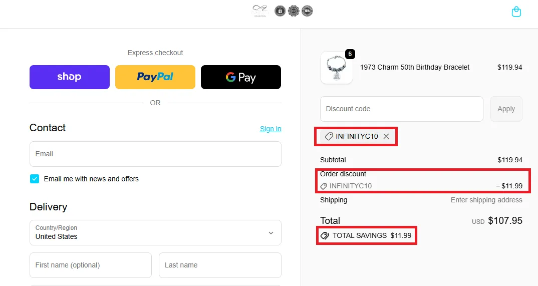 infinitycollection 10% off coupon code.webp